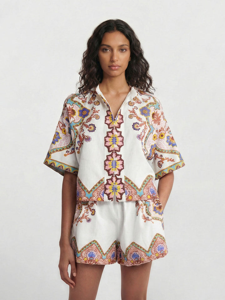 CONJUNTO CAMISERO ESTAMPADO BOHO ÉTNICO