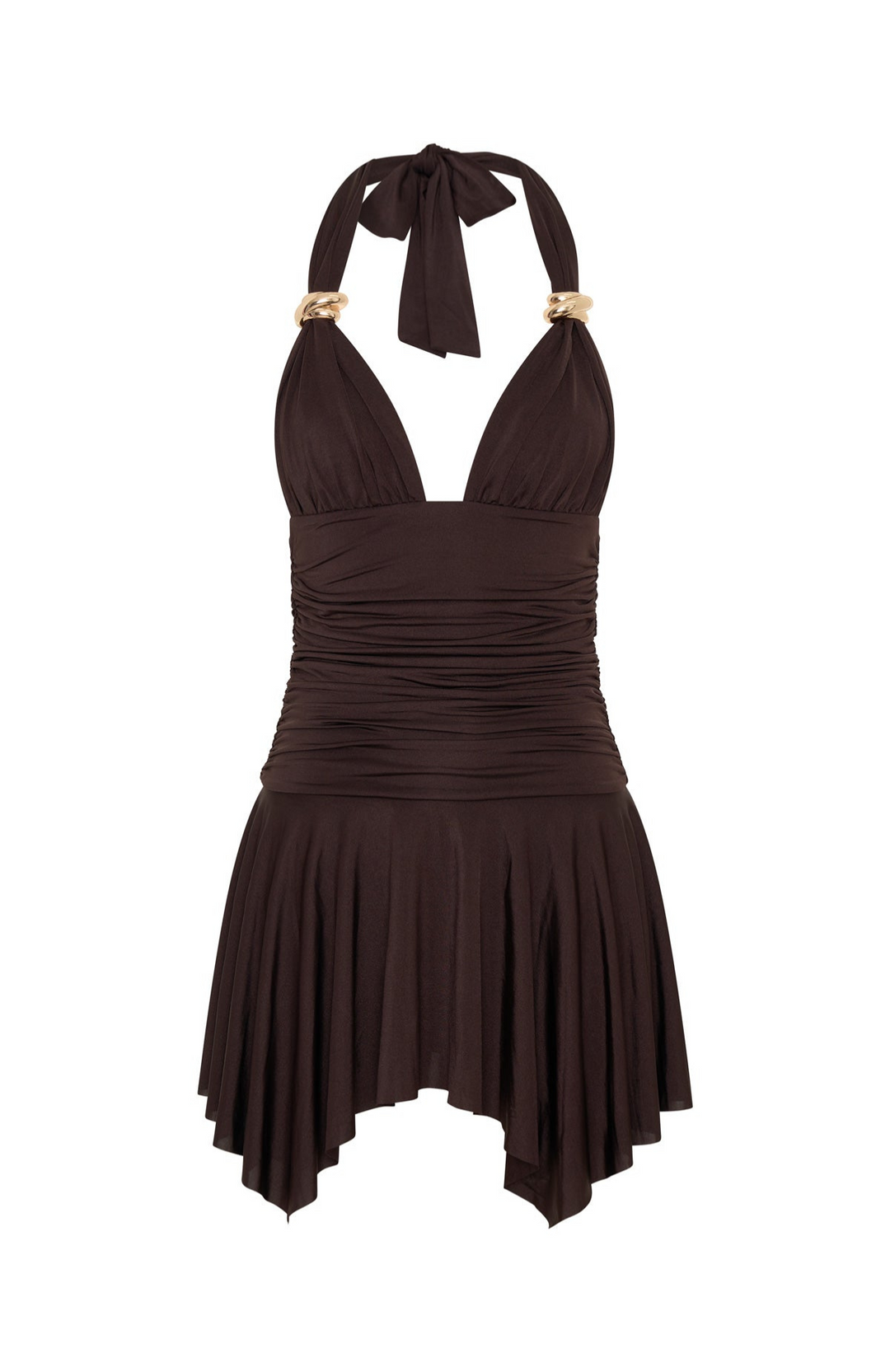 VESTIDO MINI HALTER DRAPEADO