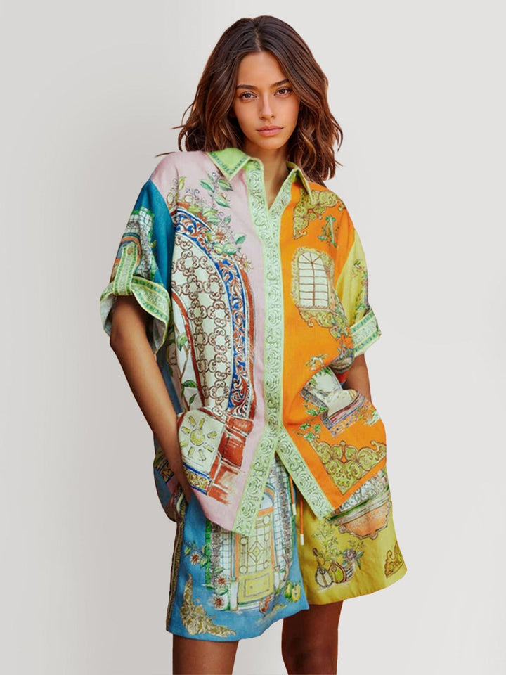 CONJUNTO CAMISERO ESTAMPADO OVERSIZE