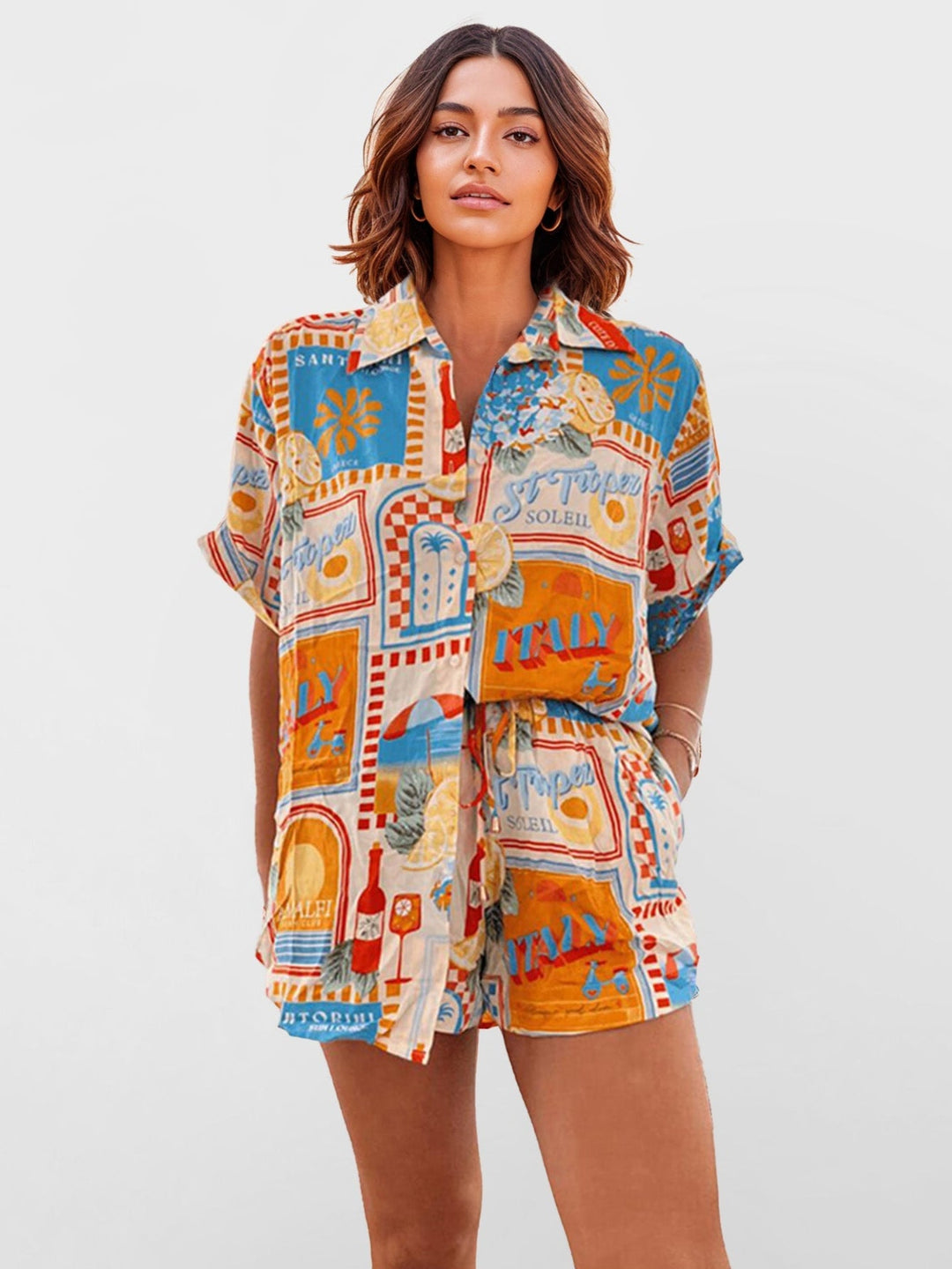 CONJUNTO CAMISA OVERSIZE Y SHORT ESTAMPADO