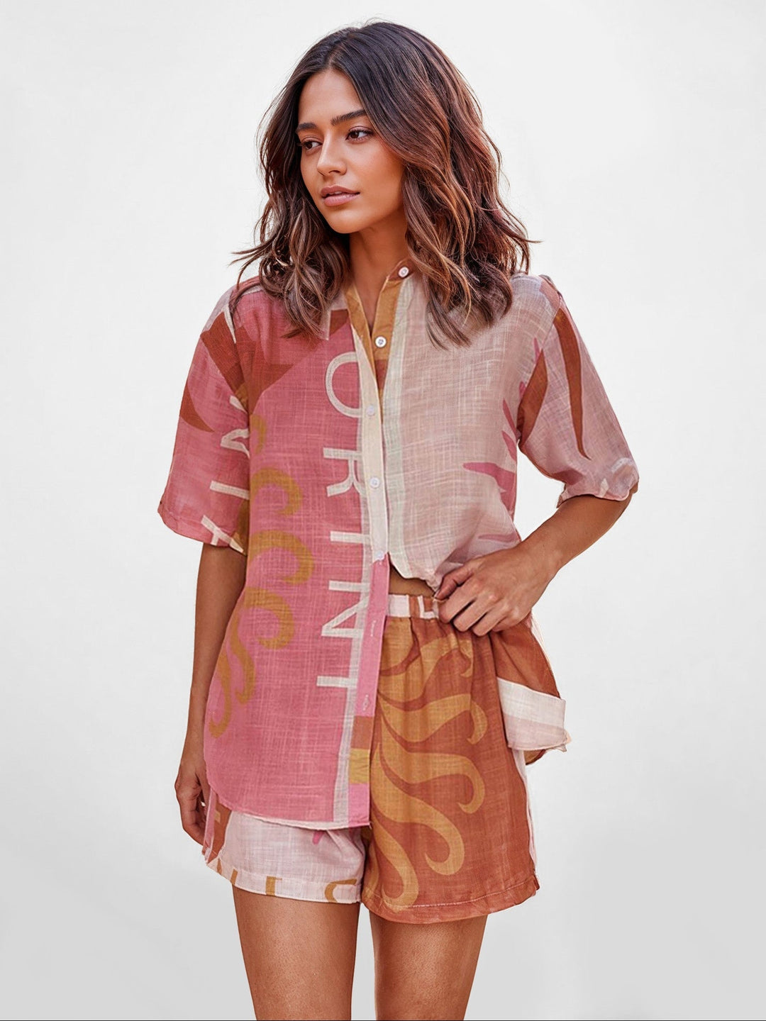 CONJUNTO CAMISERO ESTAMPADO TERRA ROSA