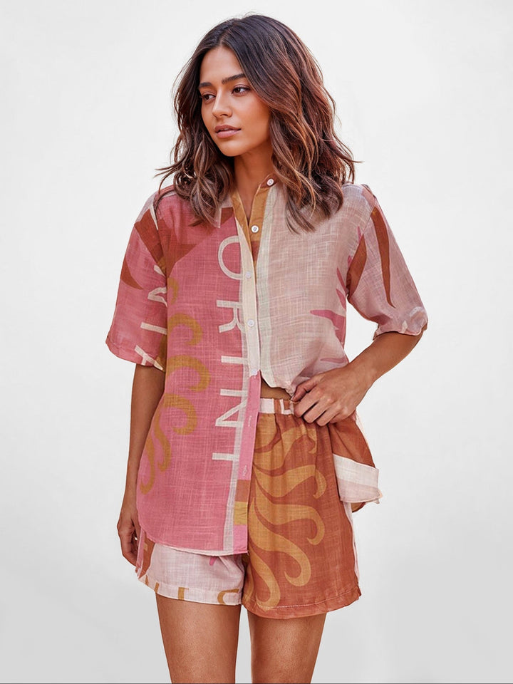 CONJUNTO CAMISERO ESTAMPADO TERRA ROSA