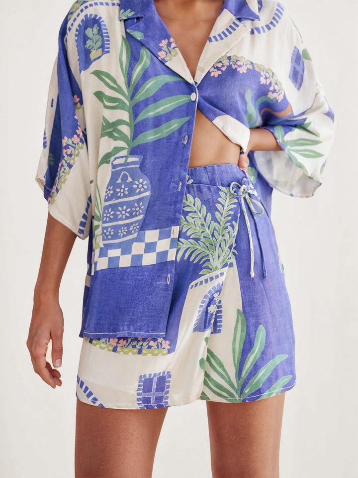 CONJUNTO CAMISERO ESTAMPADO COSTA AZUL