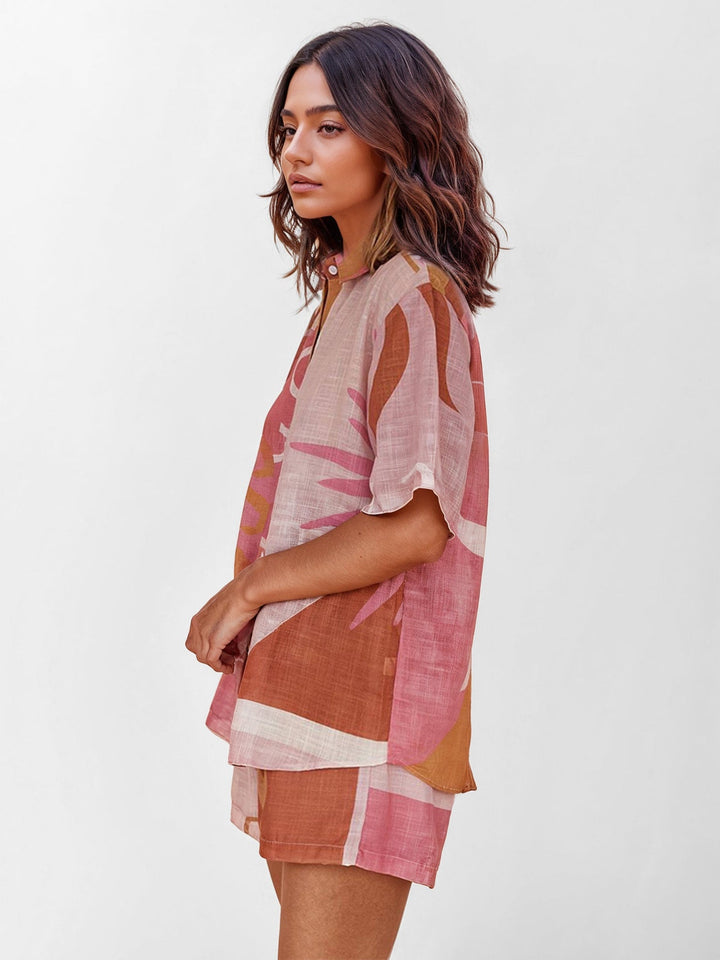 CONJUNTO CAMISERO ESTAMPADO TERRA ROSA
