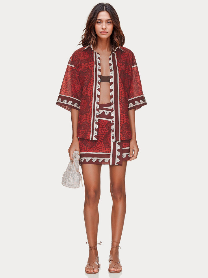 CONJUNTO DE DOS PIEZAS CON ESTAMPADO TRIBAL