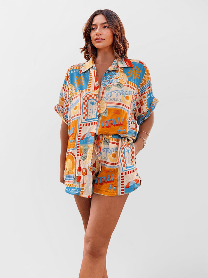 CONJUNTO CAMISA OVERSIZE Y SHORT ESTAMPADO