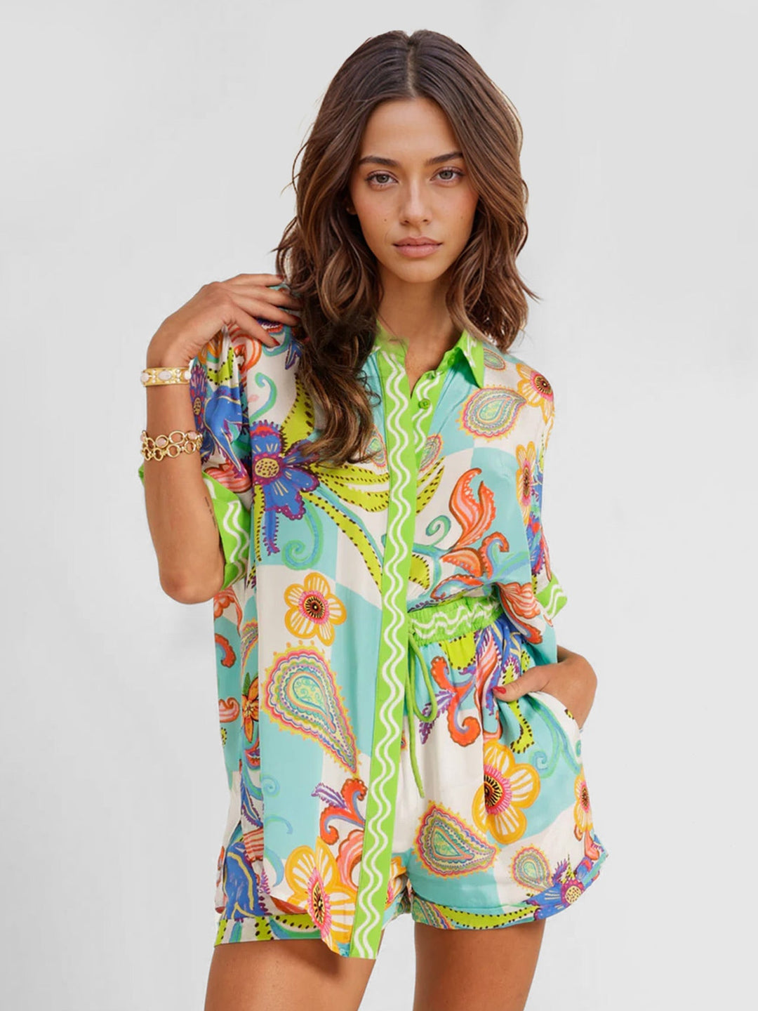 CONJUNTO CAMISERO ESTAMPADO BOHO