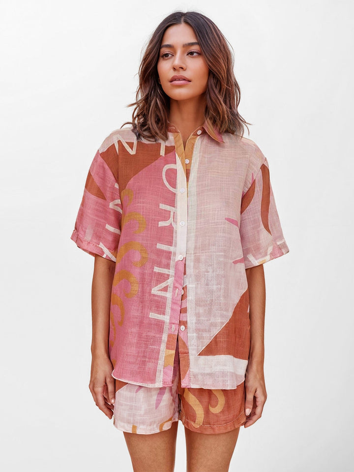 CONJUNTO CAMISERO ESTAMPADO TERRA ROSA