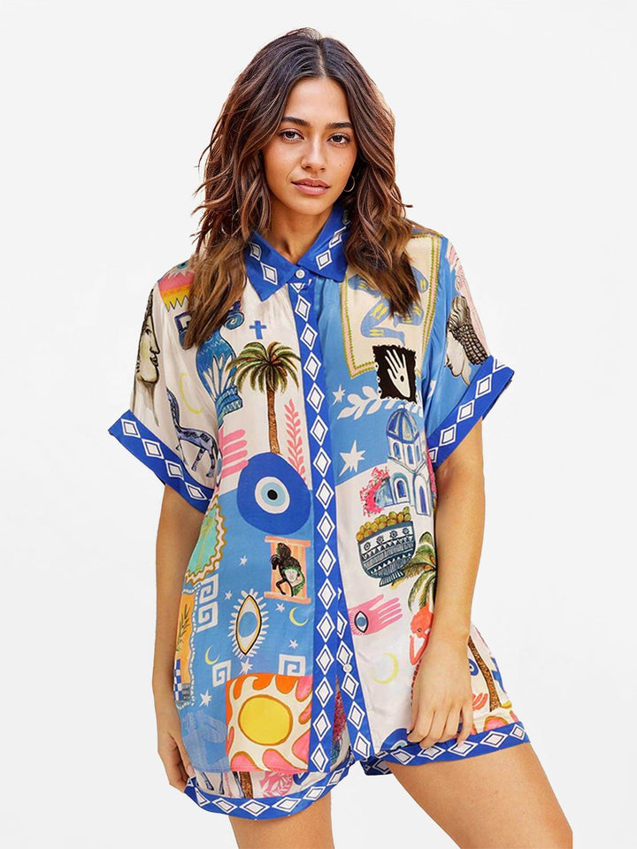 CONJUNTO CAMISERO ESTAMPADO MEDITERRÁNEO