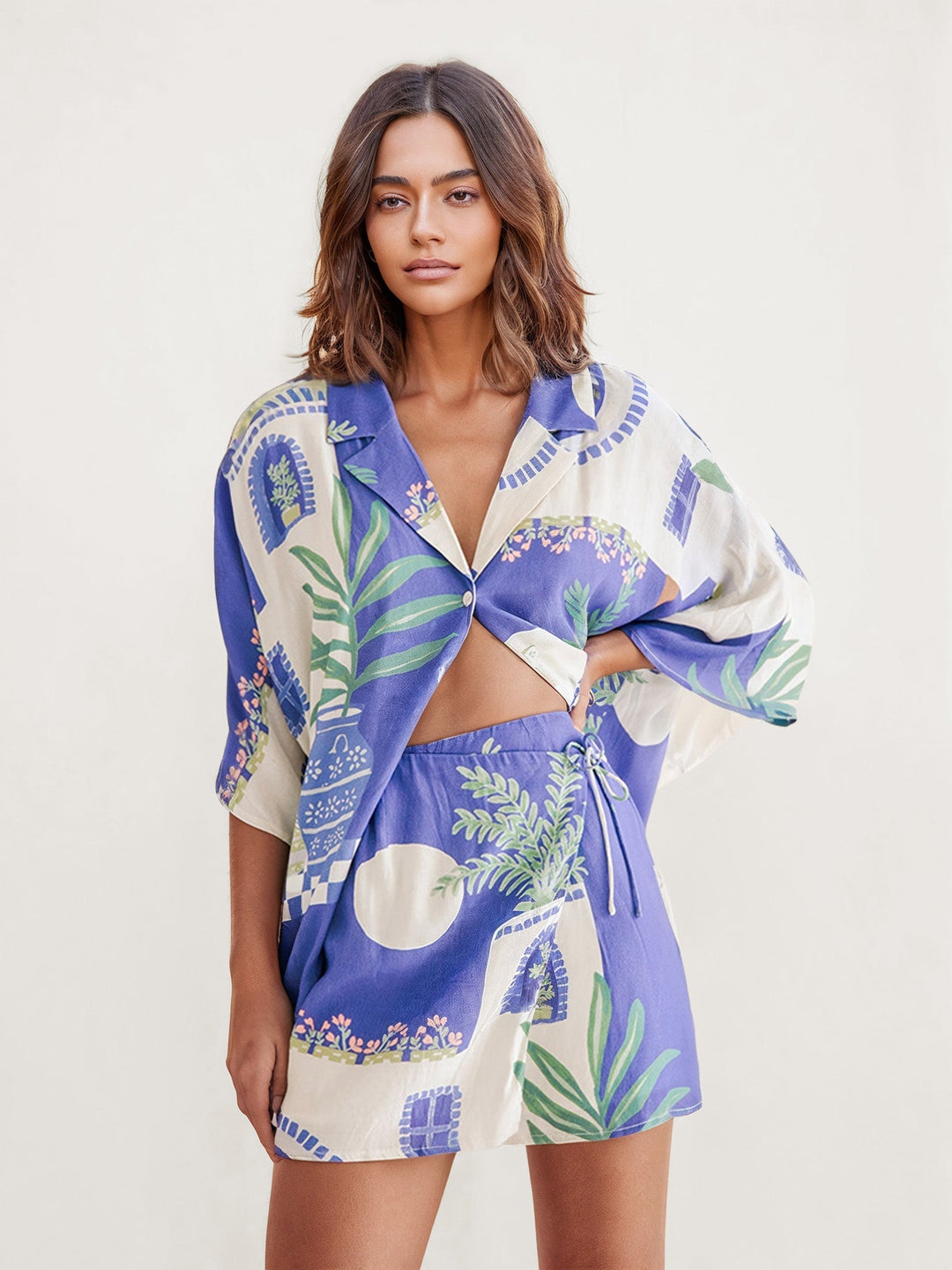 CONJUNTO CAMISERO ESTAMPADO COSTA AZUL