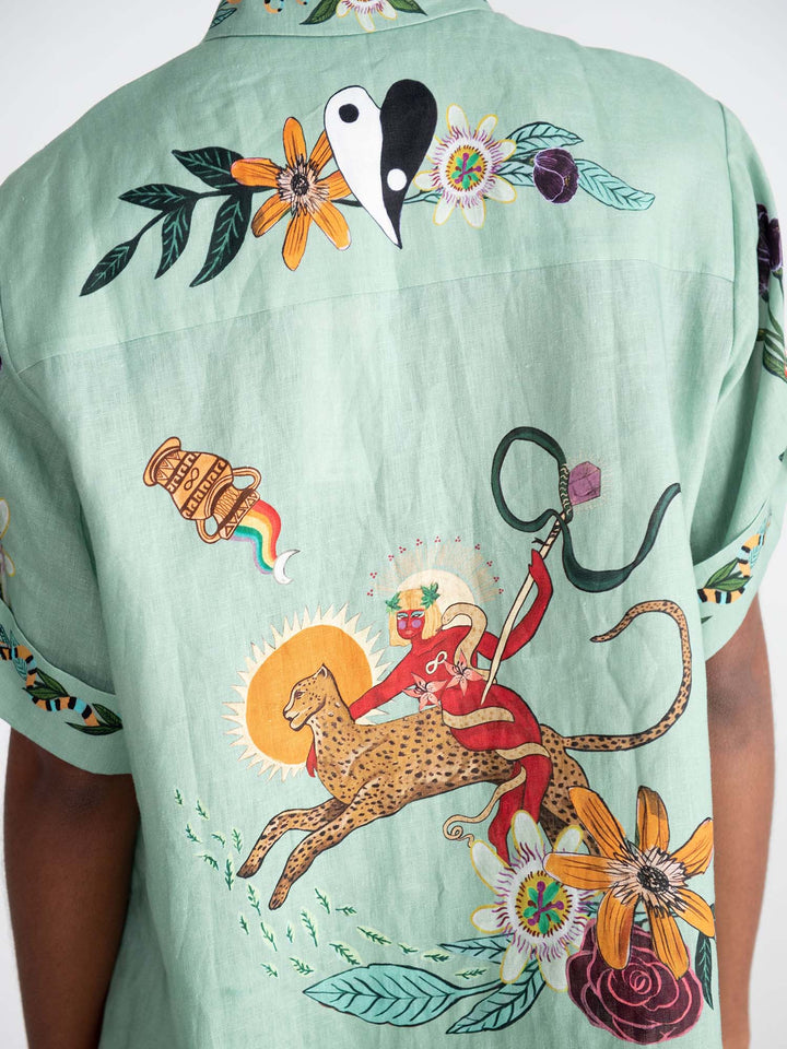 CONJUNTO CAMISA Y SHORT ESTAMPADO TROPICAL