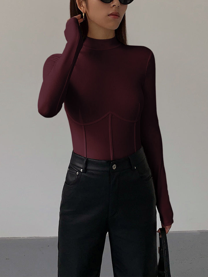 CAMISETA CUELLO ALTO Y RIBETE