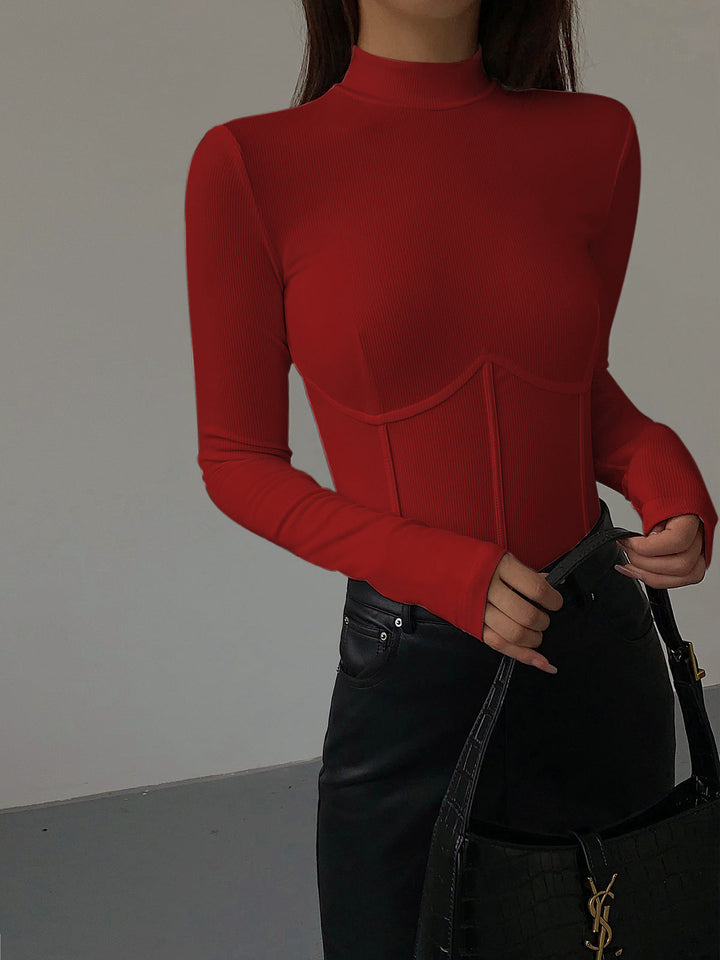 CAMISETA CUELLO ALTO Y RIBETE