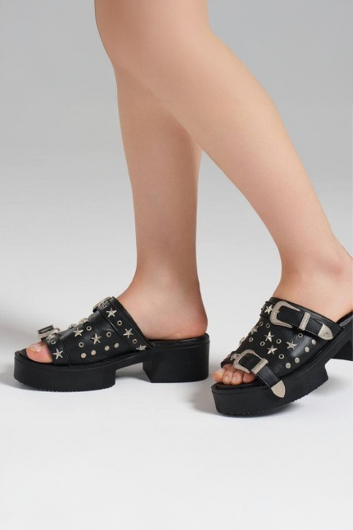 Alba Montiel™ | Sandalias Slippers Negras