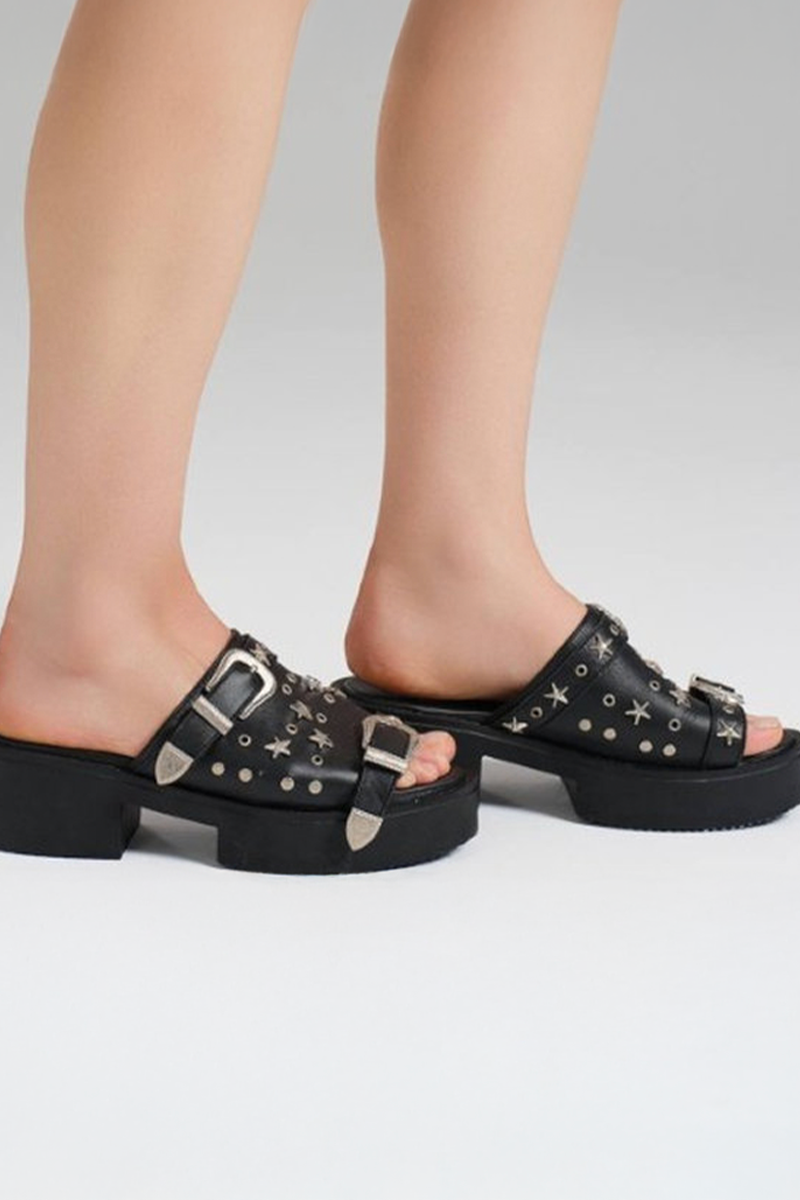 Alba Montiel™ | Sandalias Slippers Negras