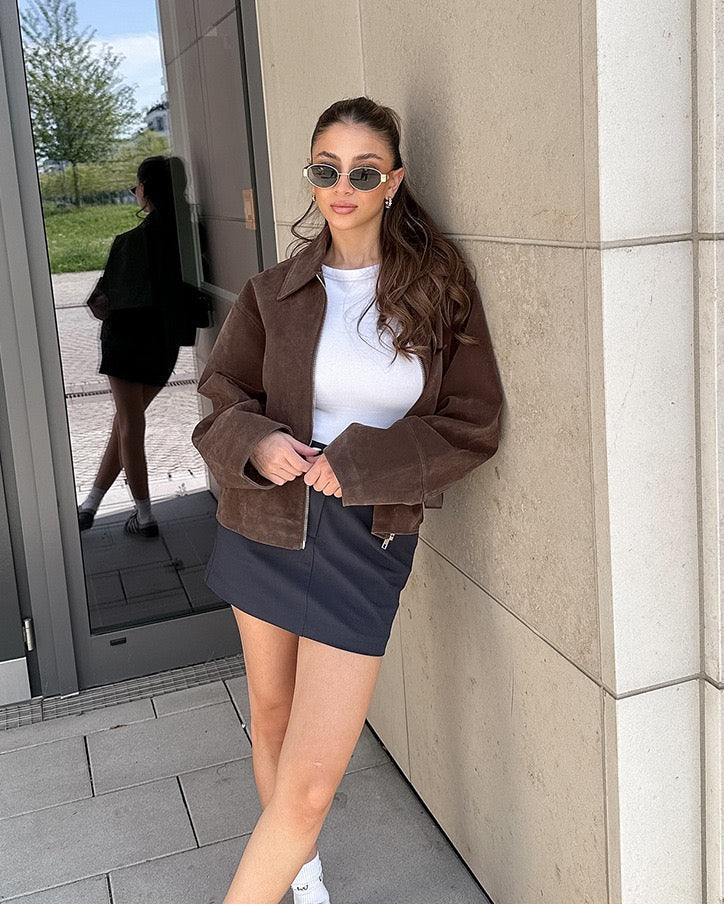 CHAQUETA CROPPED EFECTO ANTE