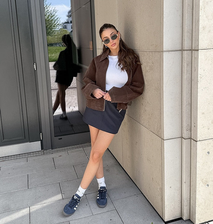 CHAQUETA CROPPED EFECTO ANTE