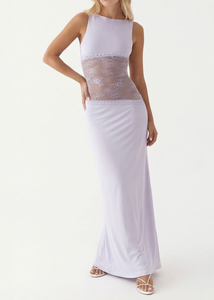 VESTIDO LARGO DETALLE TRANSPARENCIA