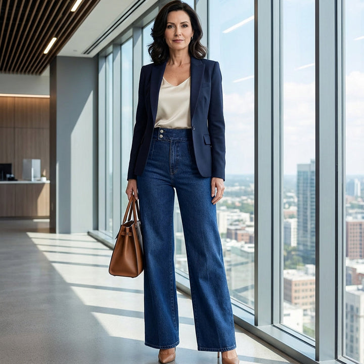 Vaqueros de mujer de cintura alta y pierna ancha